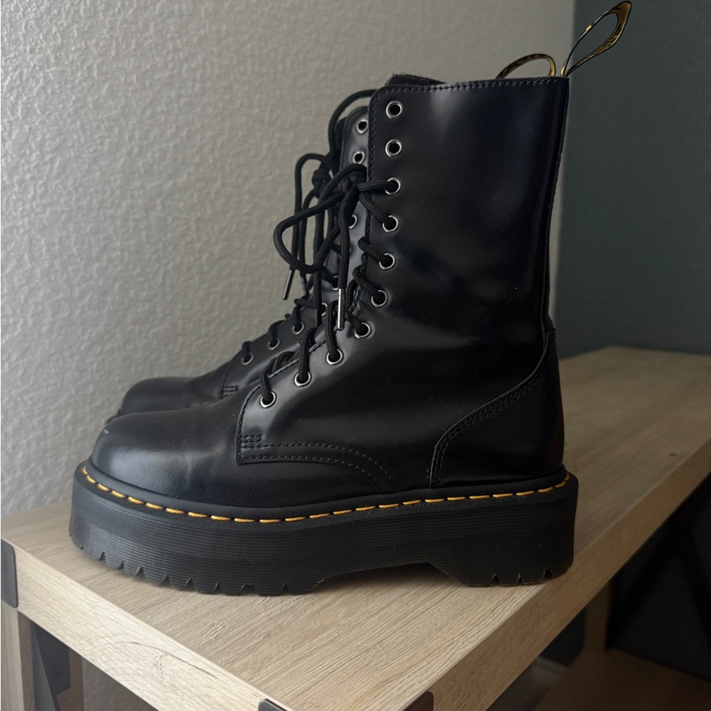 Dr. Martens Jaden Women's Black Platform Lace-Up Boots Shiny